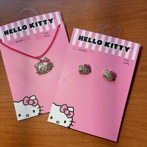 Hello Kitty Pink and Gold Heart Jewelry Set